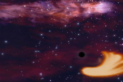Чёрная дыра пожирает звезду