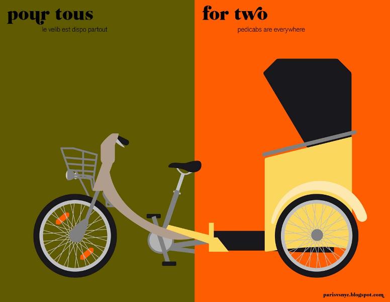 на двоих: везде прокат велосипедов -- везде рикши